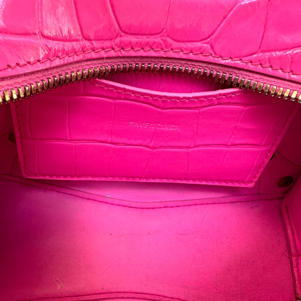 Balenciaga Neo Classic Nano Size In Bright Pink Croco Leather - Picture 10 of 11